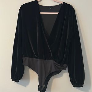 Velvet long sleeve body suit